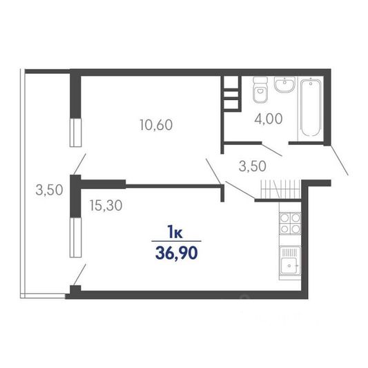 Продажа 1-комнатной квартиры 37,2 м², 23/24 этаж