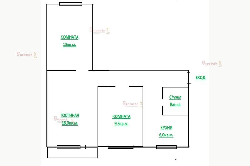 Продажа 3-комнатной квартиры 58 м², 2/5 этаж