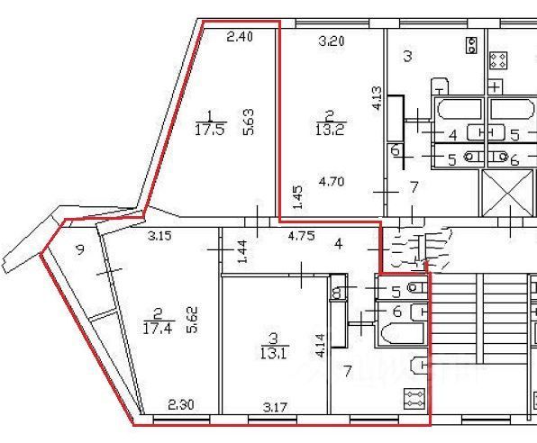 Продажа 3-комнатной квартиры 69 м², 5/9 этаж