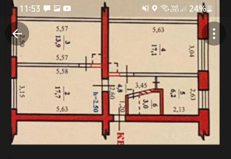 Продажа 3-комнатной квартиры 68 м², 1/6 этаж