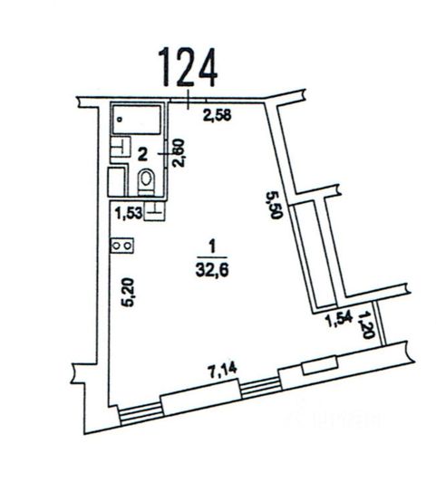 Продажа квартиры со свободной планировкой 32,6 м², 2/10 этаж