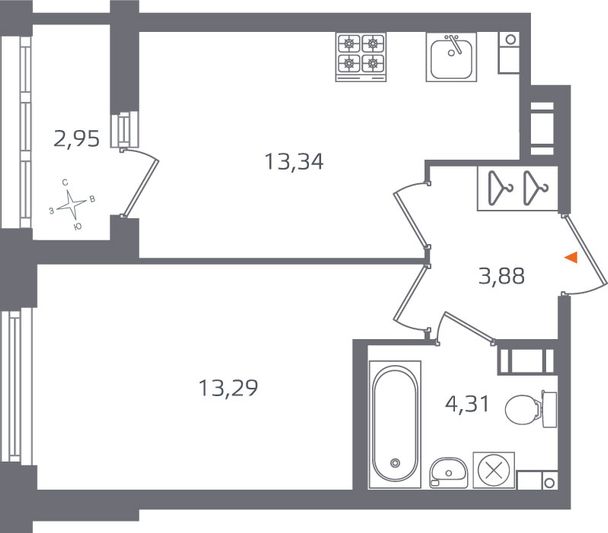 Продажа 1-комнатной квартиры 36,3 м², 6/10 этаж