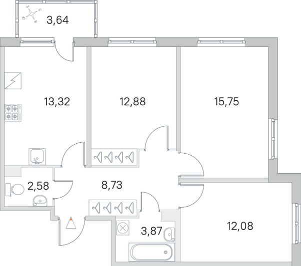 Продажа 3-комнатной квартиры 70,3 м², 1/5 этаж