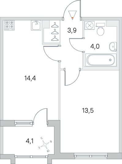 Продажа 1-комнатной квартиры 37,8 м², 2/5 этаж