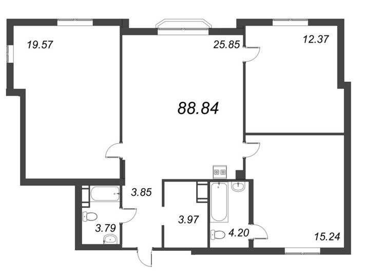 Продажа 4-комнатной квартиры 88,8 м², 9/10 этаж