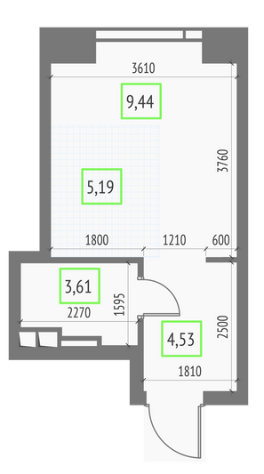 Продажа квартиры-студии 22,8 м², 4/57 этаж