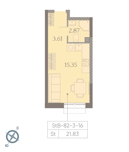 Продажа квартиры-студии 21,8 м², 11/23 этаж