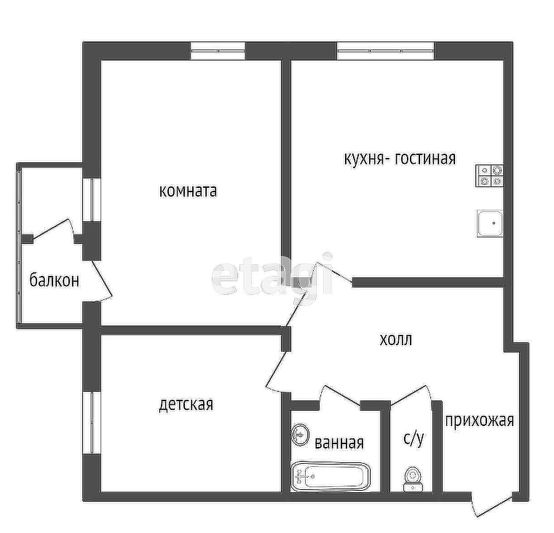 Продажа 2-комнатной квартиры 75 м², 2/3 этаж