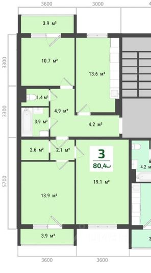 Продажа 3-комнатной квартиры 80,9 м², 5/11 этаж