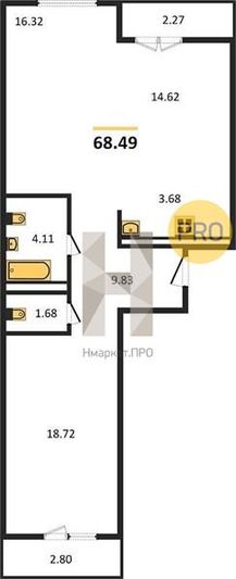 Продажа 3-комнатной квартиры 68,5 м², 25/25 этаж