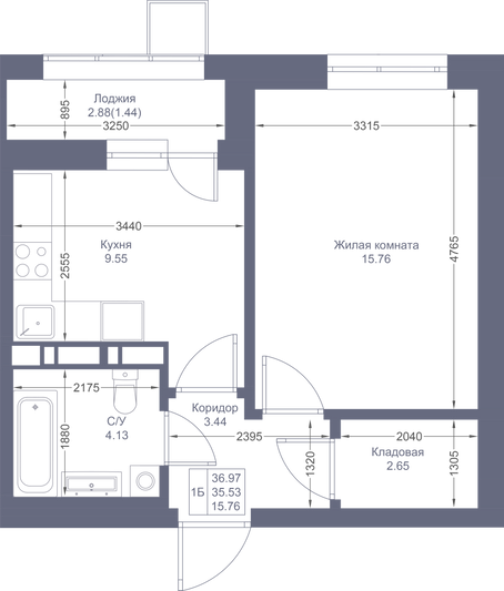 Продажа 1-комнатной квартиры 37 м², 15/17 этаж