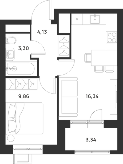 Продажа 2-комнатной квартиры 35,3 м², 6/29 этаж