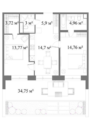 Аренда 2-комнатной квартиры 95,6 м², 1/5 этаж
