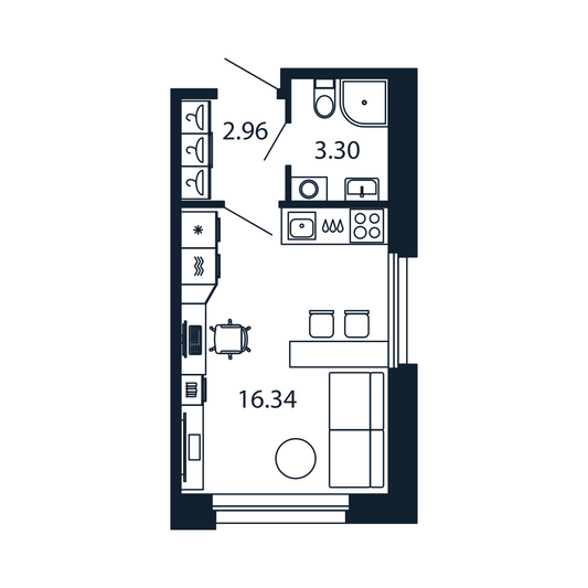 Продажа квартиры-студии 22,6 м², 2/12 этаж