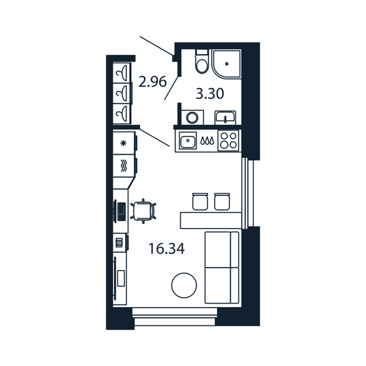 Продажа квартиры-студии 22,4 м², 2/12 этаж