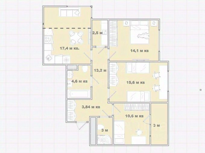 Продажа 4-комнатной квартиры 85 м², 10/24 этаж