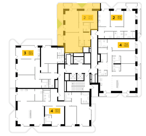 Продажа 2-комнатной квартиры 85,9 м², 18/19 этаж