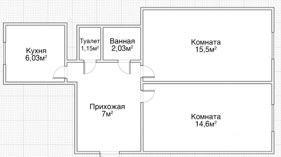 Продажа 2-комнатной квартиры 46 м², 5/5 этаж
