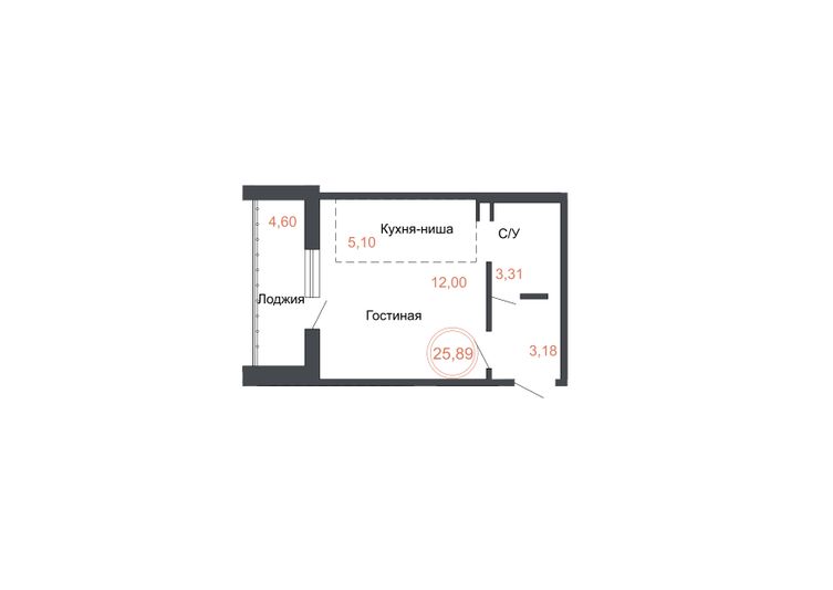 Продажа квартиры-студии 25,9 м², 11 этаж