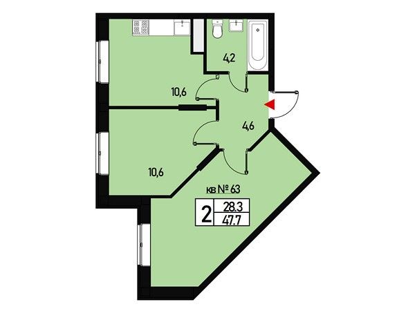Продажа 2-комнатной квартиры 47 м², 2/3 этаж