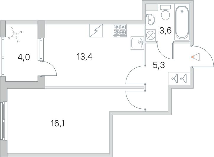 Продажа 1-комнатной квартиры 40,4 м², 1/5 этаж