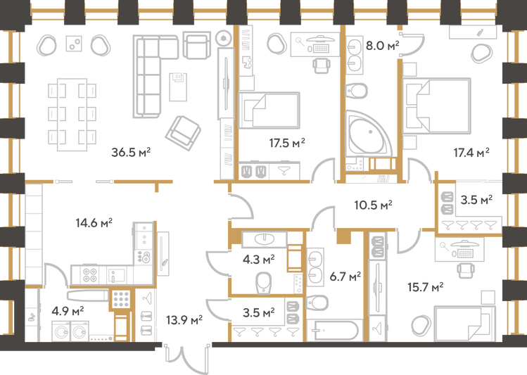 Продажа 3-комнатной квартиры 157 м², 15/23 этаж