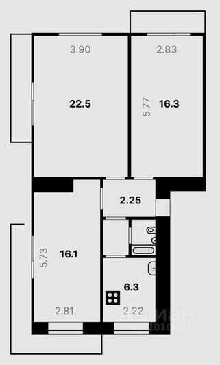 Продажа 3-комнатной квартиры 68,1 м², 3/5 этаж