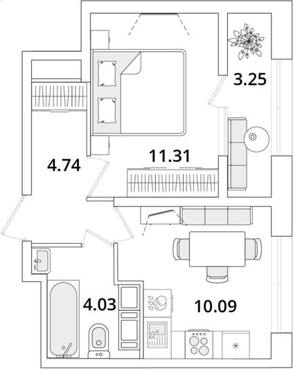 Продажа 1-комнатной квартиры 31,8 м², 18/23 этаж