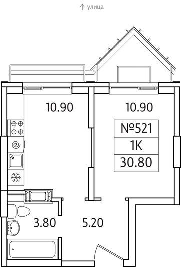 Продажа 1-комнатной квартиры 30,8 м², 24/25 этаж