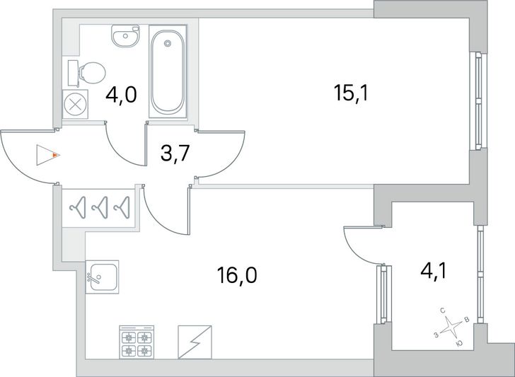 Продажа 1-комнатной квартиры 40,8 м², 1/5 этаж