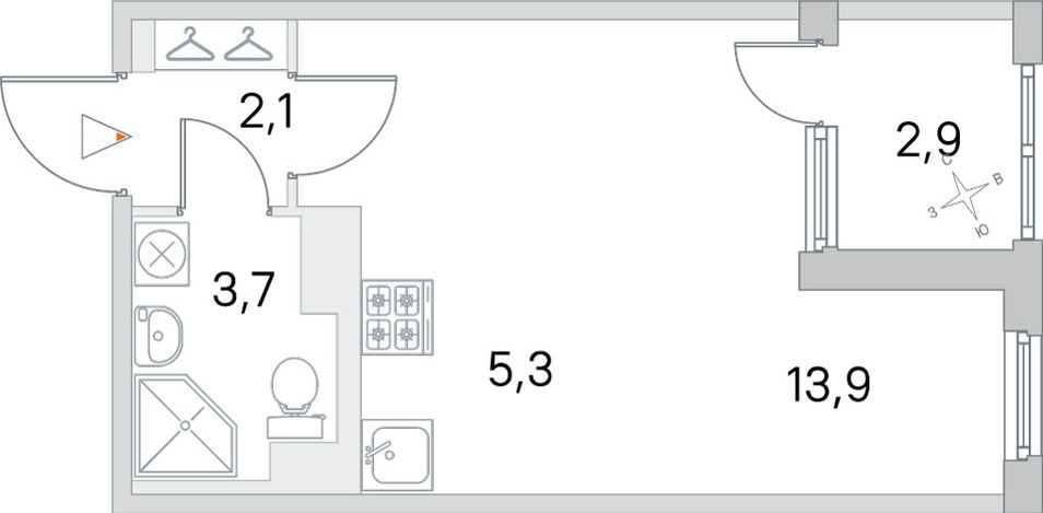 Продажа квартиры-студии 26,5 м², 3/5 этаж