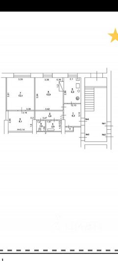 Продажа 3-комнатной квартиры 55,2 м², 1/2 этаж