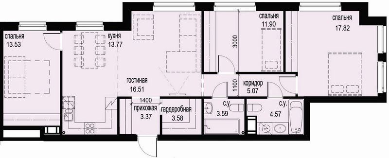 Продажа 3-комнатной квартиры 93,7 м², 9/10 этаж