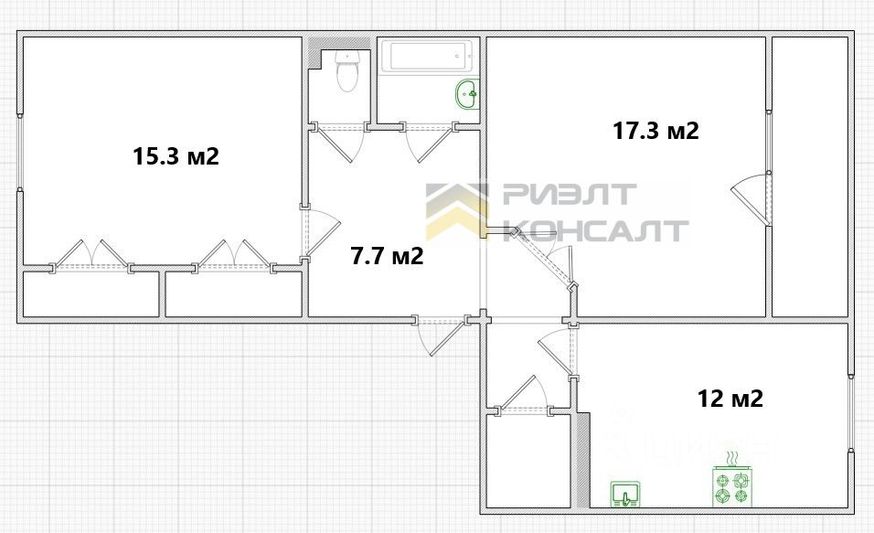 Продажа 2-комнатной квартиры 64,3 м², 6/7 этаж
