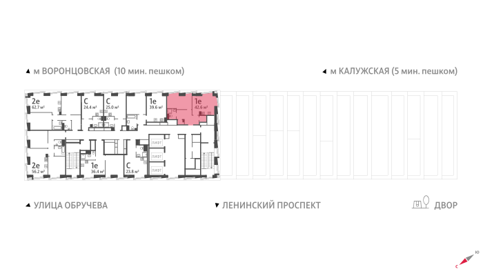 Продажа 1-комнатной квартиры 42,9 м², 50/58 этаж