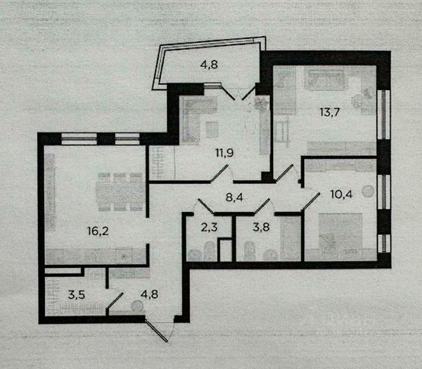 Продажа 3-комнатной квартиры 77,8 м², 21/29 этаж