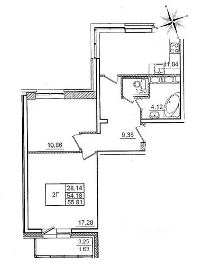 Продажа 2-комнатной квартиры 53,9 м², 16/25 этаж