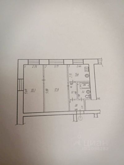 Продажа 2-комнатной квартиры 43,7 м², 1/4 этаж