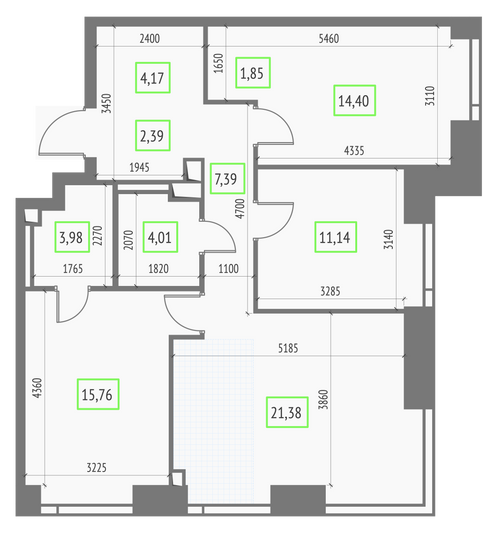 Продажа 3-комнатной квартиры 86,5 м², 43/57 этаж