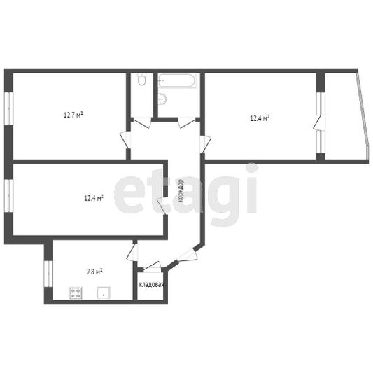 Продажа 3-комнатной квартиры 74 м², 1/9 этаж