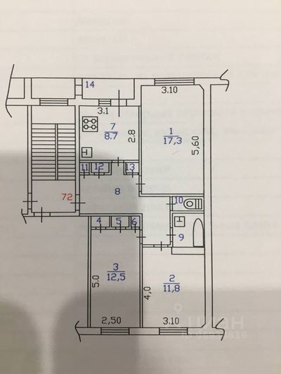 Продажа 3-комнатной квартиры 67,4 м², 5/5 этаж