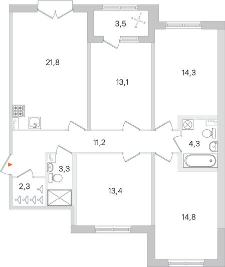 Продажа 4-комнатной квартиры 100,3 м², 2/4 этаж