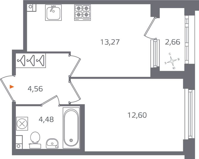 Продажа 1-комнатной квартиры 36,2 м², 3/17 этаж