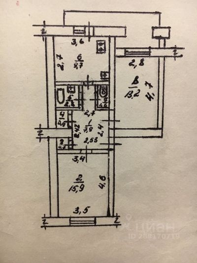 Продажа 2-комнатной квартиры 52,7 м², 3/5 этаж