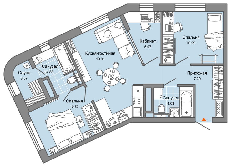 Продажа 2-комнатной квартиры 66 м², 2/8 этаж