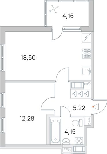 Продажа 1-комнатной квартиры 42,2 м², 2/5 этаж