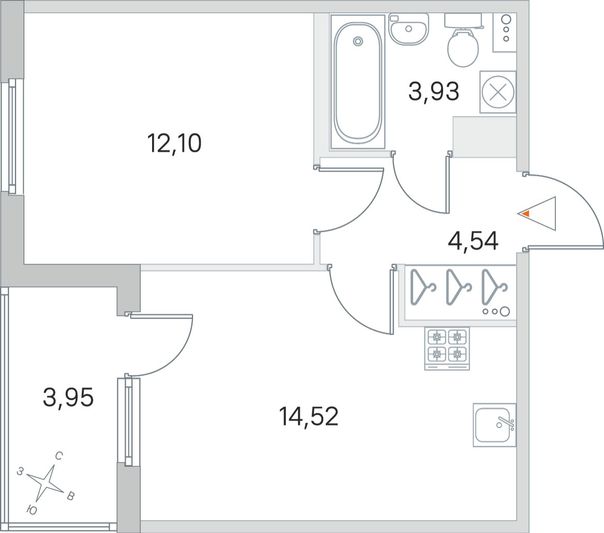 Продажа 1-комнатной квартиры 37,1 м², 4/4 этаж