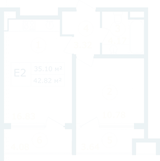 Продажа квартиры-студии 42,8 м², 6/12 этаж