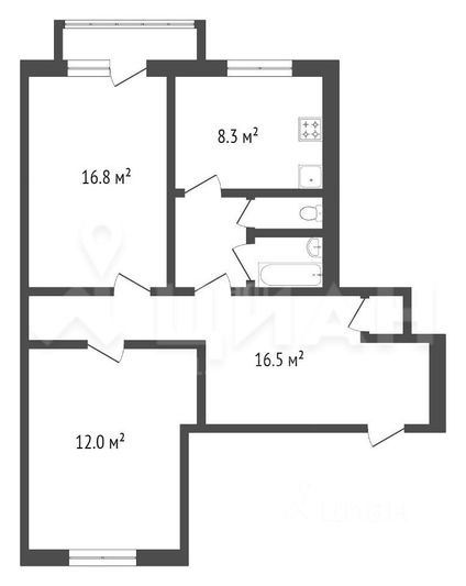 Продажа 2-комнатной квартиры 62 м², 2/5 этаж