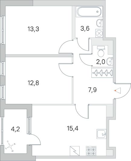 Продажа 2-комнатной квартиры 57,1 м², 5/5 этаж